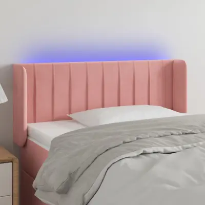 The Living Store LED posteljno vzglavje roza 93x16x78/88 cm žamet - LED Vzglavje