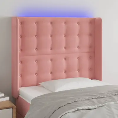 The Living Store LED posteljno vzglavje roza 83x16x118/128 cm žamet - LED Vzglavje