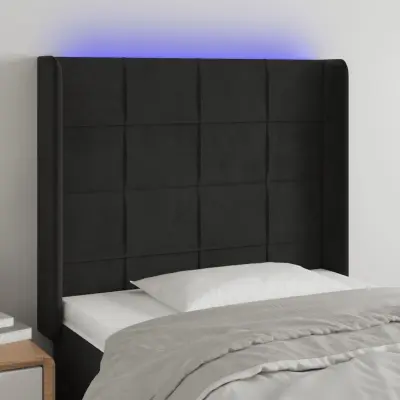The Living Store LED posteljno vzglavje črno 93x16x118/128 cm žamet - LED Vzglavje