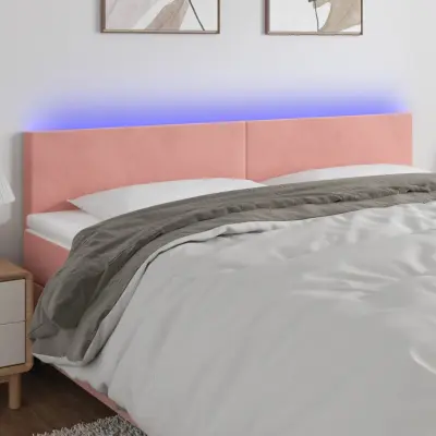 The Living Store LED posteljno vzglavje roza 180x5x78/88 cm žamet - LED Vzglavje