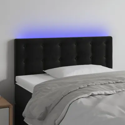 The Living Store LED posteljno vzglavje črno 100x5x78/88 cm žamet - LED Vzglavje
