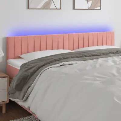 The Living Store LED posteljno vzglavje roza 160x5x78/88 cm žamet - LED Vzglavje
