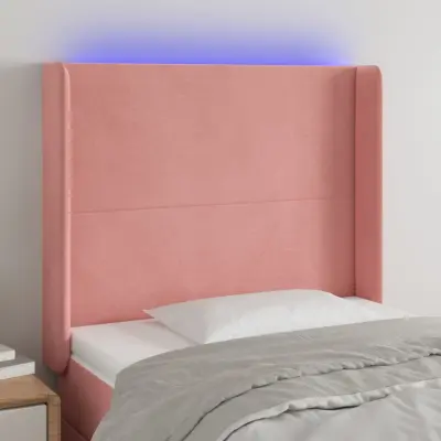 The Living Store LED posteljno vzglavje roza 93x16x118/128 cm žamet - LED Vzglavje