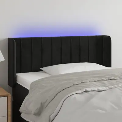 The Living Store LED posteljno vzglavje črno 103x16x78/88 cm žamet - LED Vzglavje