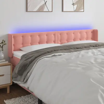 The Living Store LED posteljno vzglavje roza 183x16x78/88 cm žamet - LED Vzglavje