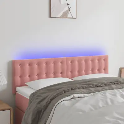 The Living Store LED posteljno vzglavje roza 144x5x78/88 cm žamet - LED Vzglavje