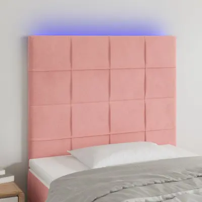 The Living Store LED posteljno vzglavje roza 90x5x118/128 cm žamet - LED Vzglavje