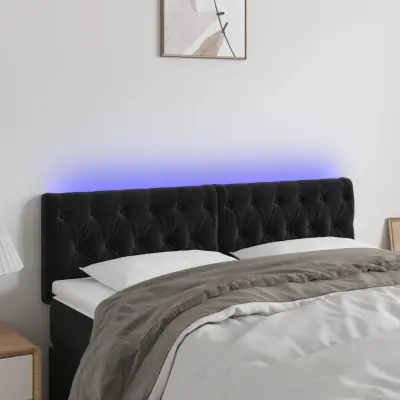 The Living Store LED posteljno vzglavje črno 160x7x78/88 cm žamet - LED Vzglavje