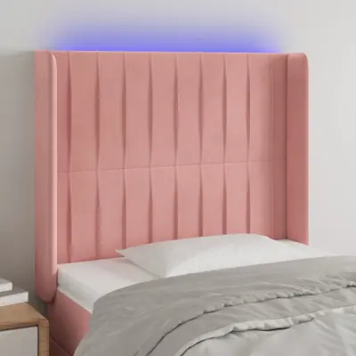 The Living Store LED posteljno vzglavje roza 83x16x118/128 cm žamet - LED Vzglavje