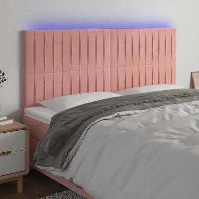 The Living Store LED posteljno vzglavje roza 160x5x118/128 cm žamet - LED Vzglavje
