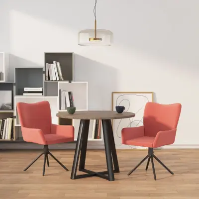 The Living Store Vrtljiv jedilni stol 2 kosa roza žamet - Vrtljiv Jedilni Stol