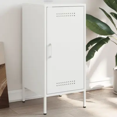 The Living Store Komoda bela 36x39x79 cm hladno valjano jeklo - Komoda