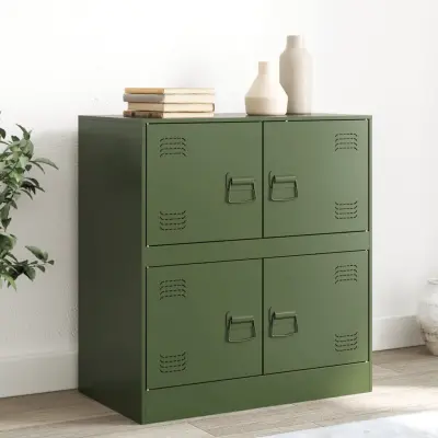 The Living Store Komoda olivno zelena 67x39x73 cm jeklo - Komoda