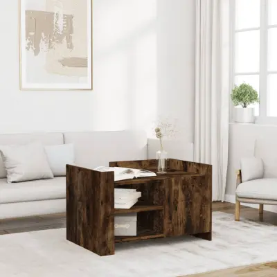 The Living Store Klubska mizica dimljeni hrast 80x50x50 cm inženirski les - Klubska Mizica