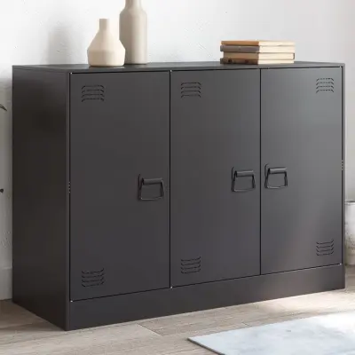 The Living Store Komoda črna 99x39x73 cm jeklo - Komoda