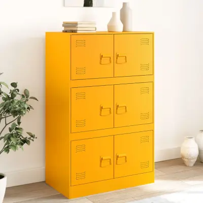 The Living Store Komoda gorčično rumena 67x39x107 cm jeklo - Komoda