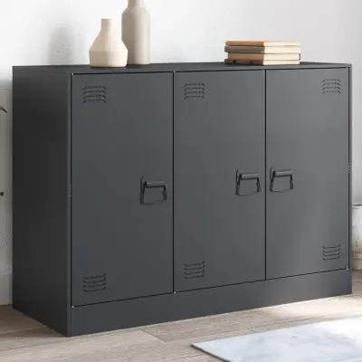 The Living Store Komoda antracitna 99x39x73 cm jeklo - Komoda