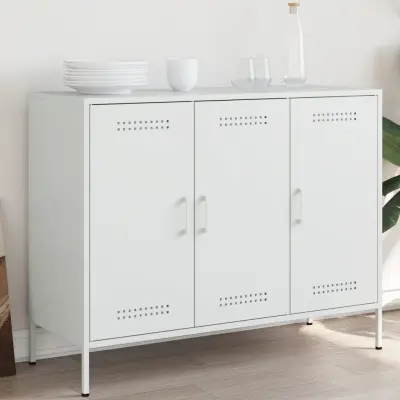 The Living Store Komoda bela 100,5x39x79 cm hladno valjano jeklo - Komoda