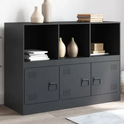 The Living Store Komoda antracitna 99x39x73 cm jeklo - Komoda