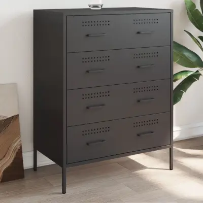 The Living Store Komoda črna 68x39x89 cm jeklo - Komoda