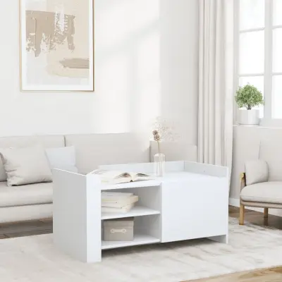 The Living Store Klubska mizica bela 100x50x50 cm inženirski les - Klubska Mizica