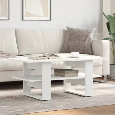 The Living Store Klubska mizica bela 102x55x42 cm inženirski les - Klubska Mizica