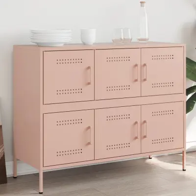 The Living Store Komoda roza 100,5x39x79 cm hladno valjano jeklo - Komoda