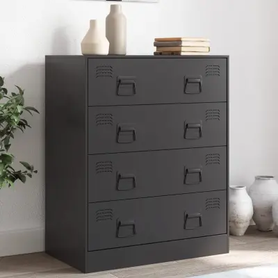 The Living Store Komoda črna 67x39x83 cm jeklo - Komoda