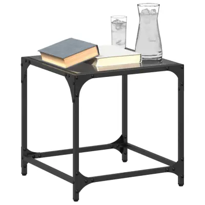 The Living Store Klubske mizice s črno stekleno površino 2 kos 40x40x40 cm jeklo - Klubska Mizica