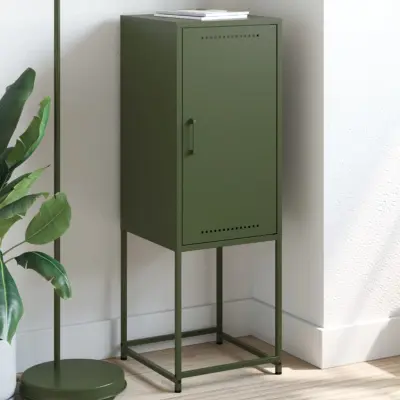 The Living Store Visoka omara olivno zelena 36x39x107 cm jeklo - Visoka Omara