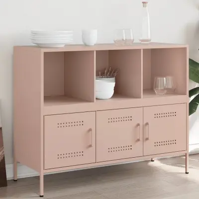 The Living Store Komoda roza 100,5x39x79 cm hladno valjano jeklo - Komoda