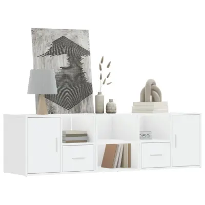 The Living Store Kotna omarica bela 160x40x45 cm iverna plošča - Kotna Omarica