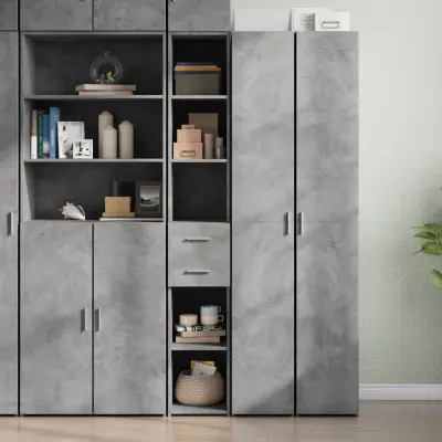 The Living Store Visoka omara betonsko siva 30x42,5x185 cm inženirski les - Visoka Omara