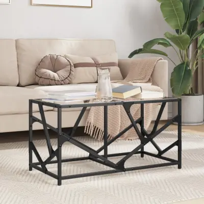 The Living Store Klubska mizica s stekleno površino 78,5x40x41 cm jeklo - Klubska Mizica
