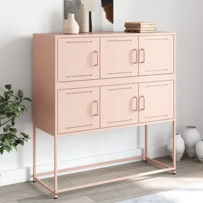 The Living Store Komoda roza 100,5x39x107 cm hladno valjano jeklo - Komoda
