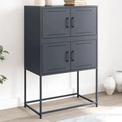 The Living Store Komoda antracitna 68,5x38,5x107 cm jeklo - Komoda