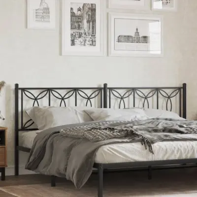 The Living Store Kovinsko posteljno vzglavje črno 193 cm - Vzglavje