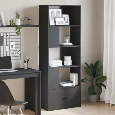 The Living Store Knjižna omara črna 70x36x189 cm inženirski les - Knjižna Omara