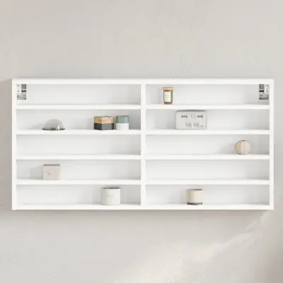 The Living Store Vitrina bela 100x8,5x50 cm inženirski les - Vitrina