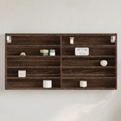 The Living Store Vitrina rjav hrast 100x8,5x50 cm inženirski les - Vitrina