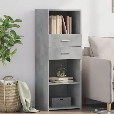The Living Store Visoka omara betonsko siva 45x42,5x124 cm inženirski les - Visoka Omara