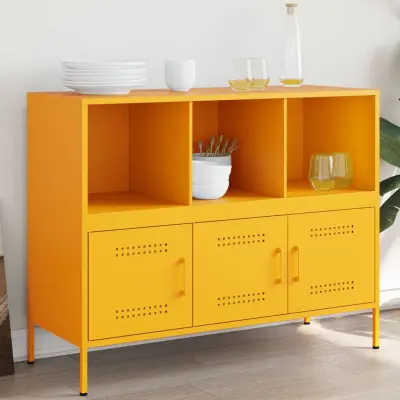 The Living Store Komoda gorčično rumena 100,5x39x79 cm hladno valjano jeklo - Komoda