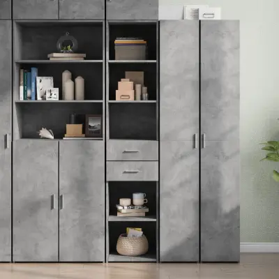 The Living Store Visoka omara betonsko siva 40x42,5x185 cm inženirski les - Visoka Omara