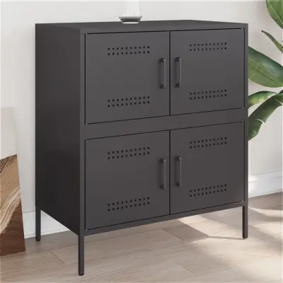 The Living Store Komoda črna 68x39x79 cm jeklo - Komoda