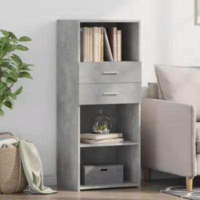 The Living Store Visoka omara betonsko siva 50x42,5x124 cm inženirski les - Visoka Omara