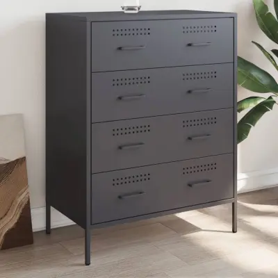 The Living Store Komoda antracitna 68x39x89 cm jeklo - Komoda