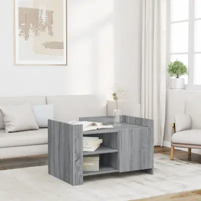 The Living Store Klubska mizica siva sonoma 80x50x50 cm inženirski les - Klubska Mizica