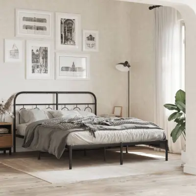 The Living Store Kovinsko vzglavje črno 137 cm - Vzglavje
