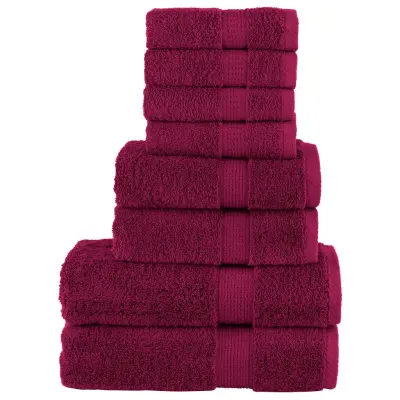 The Living Store Komplet brisač iz bombaža 8-delni SOLUND bordo 600 gsm - Komplet Brisač
