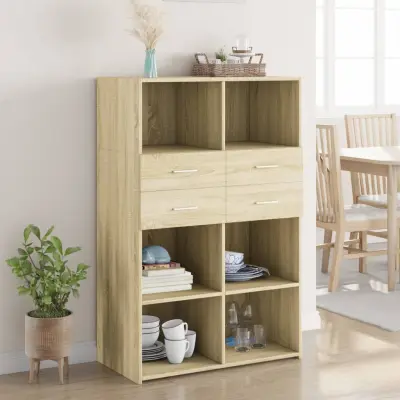 The Living Store Visoka omara sonoma hrast 80x42,5x124 cm inženirski les - Visoka Omarica